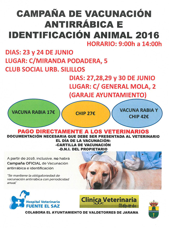 Campaña de vacunación antirrábica e identificación animal 2016
