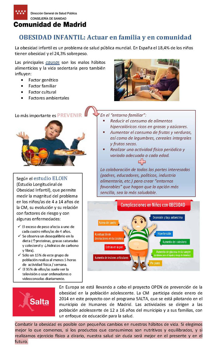 OBESIDAD INFANTIL: Actuar en familia y en comunidad