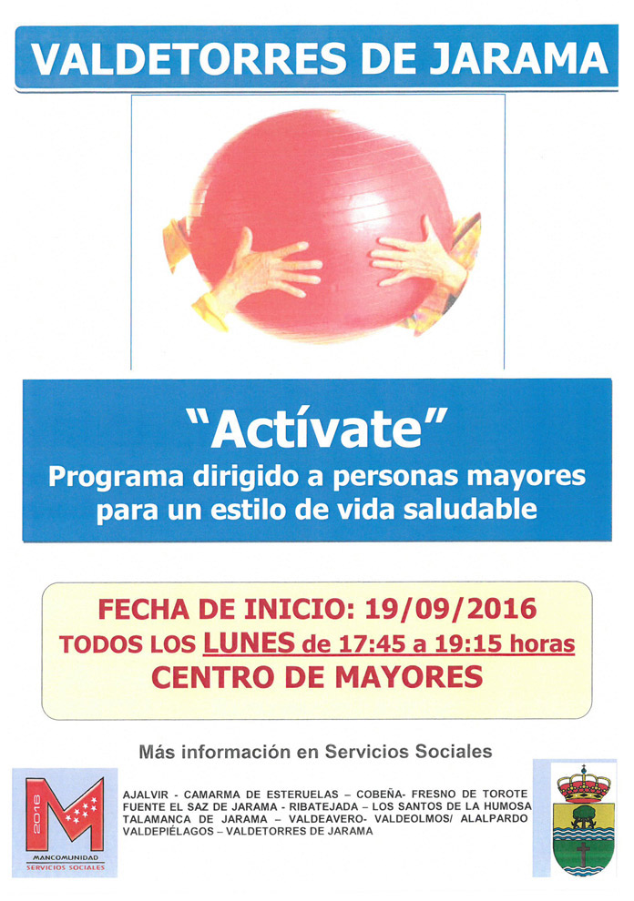 "Actívate", programa dirigido a personas mayores para un estilo de vida saludable